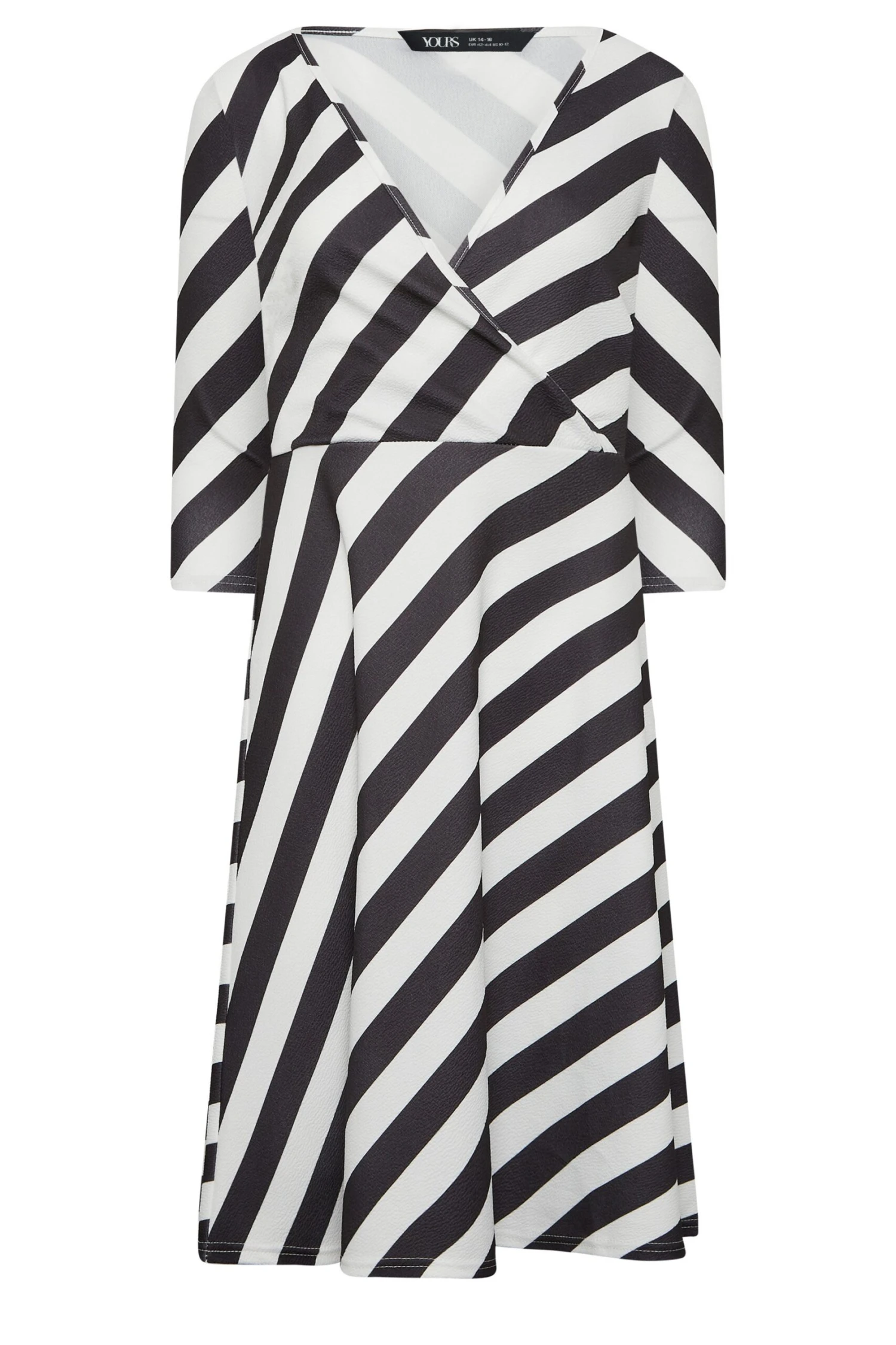YOURS PETITE Curve Black & White Stripe Wrap Dress 7 YOURS PETITE Curve Black & White Stripe Wrap Dress - Image 5