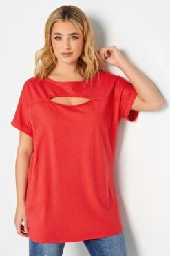 YOURS Curve Red Cut Out T-Shirt 10 YOURS Curve Red Cut Out T-Shirt -Plus Size Apparel Shop 9b76d544 9411 47 320645 A