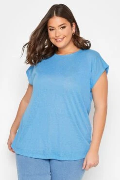 YOURS Curve Blue Linen Look T-Shirt 10 YOURS Curve Blue Linen Look T-Shirt -Plus Size Apparel Shop 9bc7919c 2f69 4a 320654 B