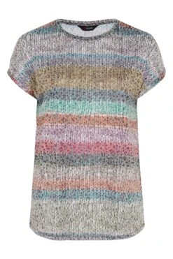 YOURS Curve Grey Stripe Animal Print T-Shirt -Plus Size Apparel Shop 9bd0c0bb e193 42 301610 X