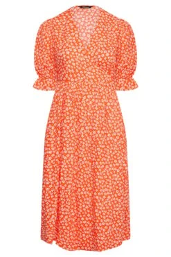 LIMITED COLLECTION Curve Orange Ditsy Wrap Dress -Plus Size Apparel Shop 9c386737 6b86 41 214396 X