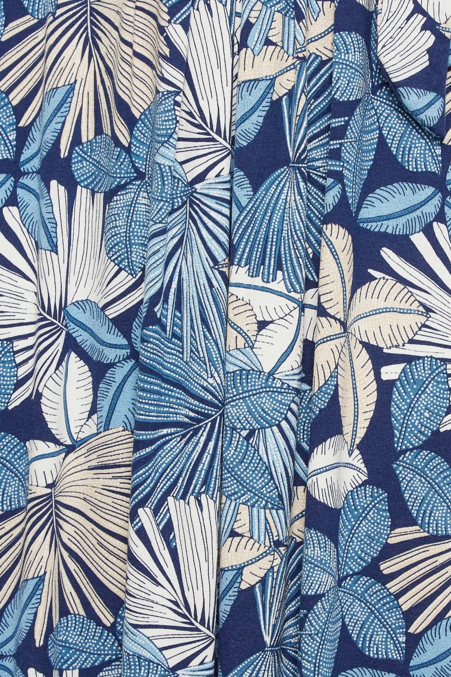 YOURS Curve Blue Leaf Print Wrap Dress 6 YOURS Curve Blue Leaf Print Wrap Dress - Image 4