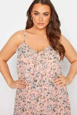 YOURS LONDON Curve Pink Floral Print Ruffle Maxi Dress 10 YOURS LONDON Curve Pink Floral Print Ruffle Maxi Dress -Plus Size Apparel Shop 9d335e4a 3b95 4c 161125 D
