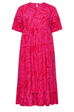 YOURS Curve Pink Leaf Print Maxi Dress -Plus Size Apparel Shop 9dbcddb9 1565 4d 173945 X