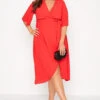 YOURS LONDON Curve Bright Red Midi Wrap Dress -Plus Size Apparel Shop 9ff35cef eef6 47 161738 B