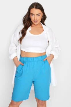 YOURS Curve Blue Cotton Shorts -Plus Size Apparel Shop a09bf4e4 227c 4d 144790 A