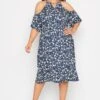 YOURS Curve Blue Floral Cold Shoulder Dress -Plus Size Apparel Shop a0cd7772 212a 49 300798 A