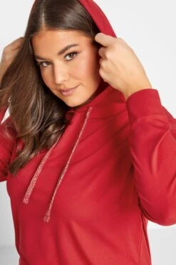 YOURS Curve Red Pocket Hoodie Dress -Plus Size Apparel Shop a14723be 6cde 46 301730 D