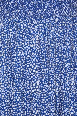 YOURS Curve Cobalt Blue Ditsy Print Shirred Bardot Maxi Dress -Plus Size Apparel Shop a27a3dd6 6376 42 137288 Z