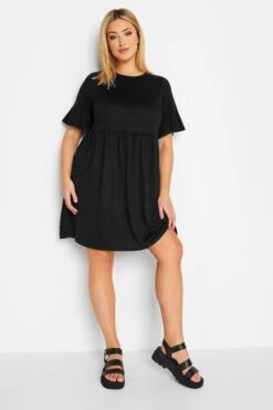 YOURS Curve Black Frill Sleeve Smock Dress