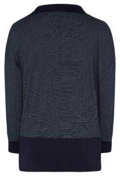 YOURS Curve Blue & Black Stripe Polo Neck Top -Plus Size Apparel Shop a5beda5b 8843 40 301619 Y