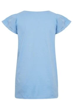 YOURS Curve Blue Frill Sleeve T-Shirt 13 YOURS Curve Blue Frill Sleeve T-Shirt -Plus Size Apparel Shop a6a9c5a9 2c70 4a 320673 Y