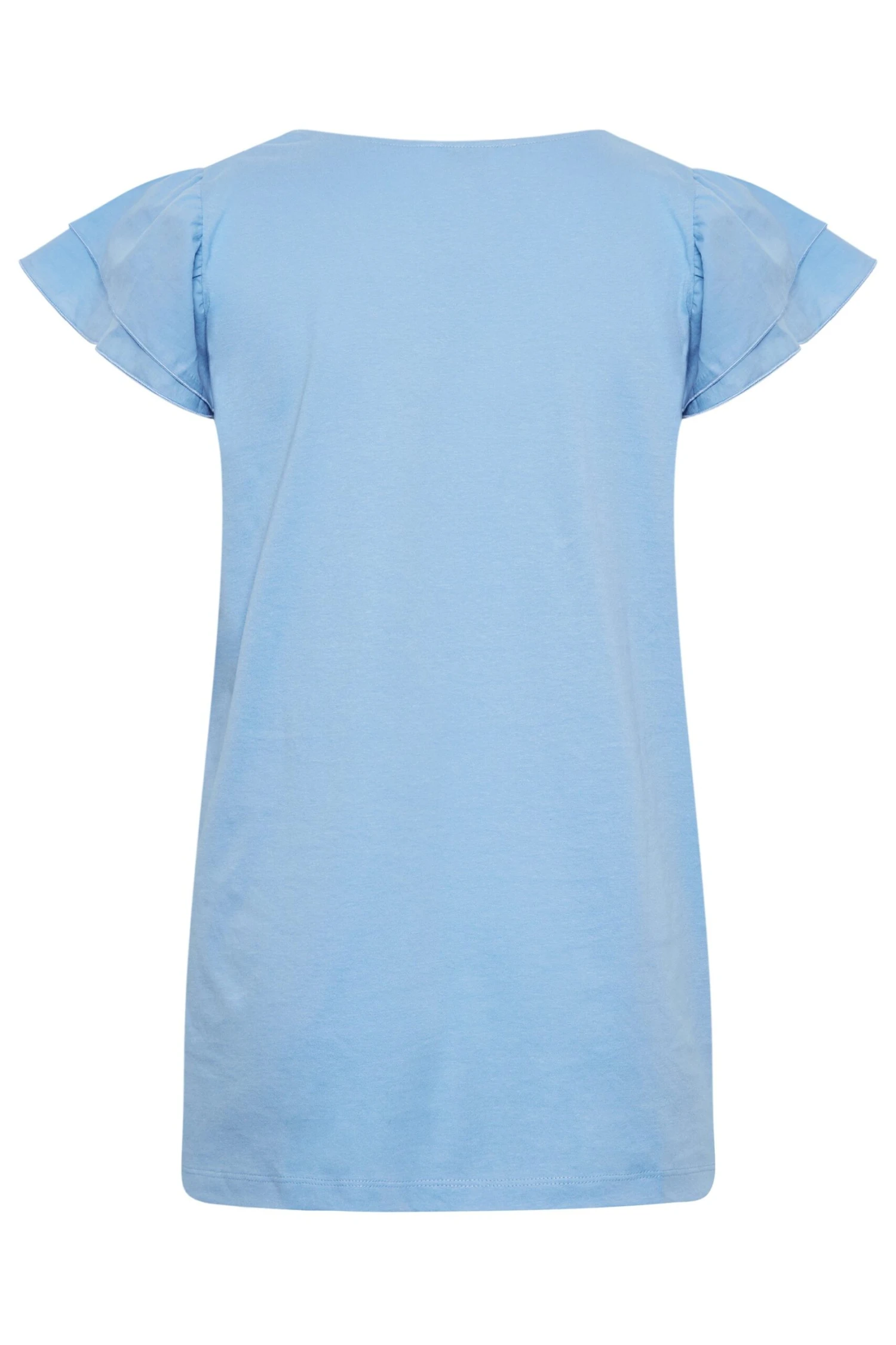 YOURS Curve Blue Frill Sleeve T-Shirt 8 YOURS Curve Blue Frill Sleeve T-Shirt - Image 6
