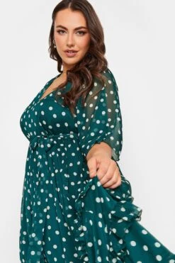YOURS LONDON Curve Green Polka Dot Ruffle Maxi Dress -Plus Size Apparel Shop a7d86e19 bd4b 40 162209 D