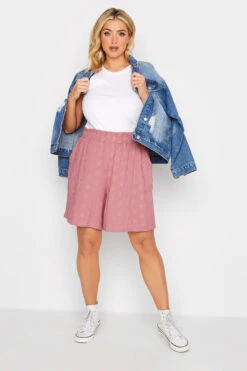 YOURS Curve Pink Broderie Anglaise Shorts