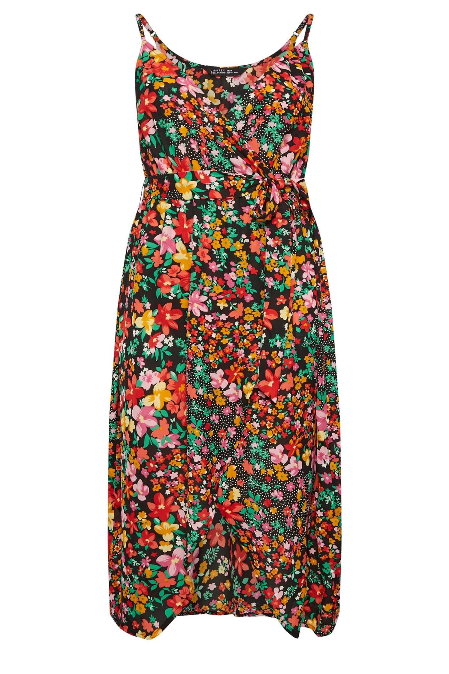 LIMITED COLLECTION Curve Black Floral Strappy Wrap Dress 8 LIMITED COLLECTION Curve Black Floral Strappy Wrap Dress - Image 6