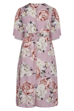 YOURS LONDON Curve Pink Floral Print Midi Wrap Dress -Plus Size Apparel Shop ac84345b 189b 49 161259 BK