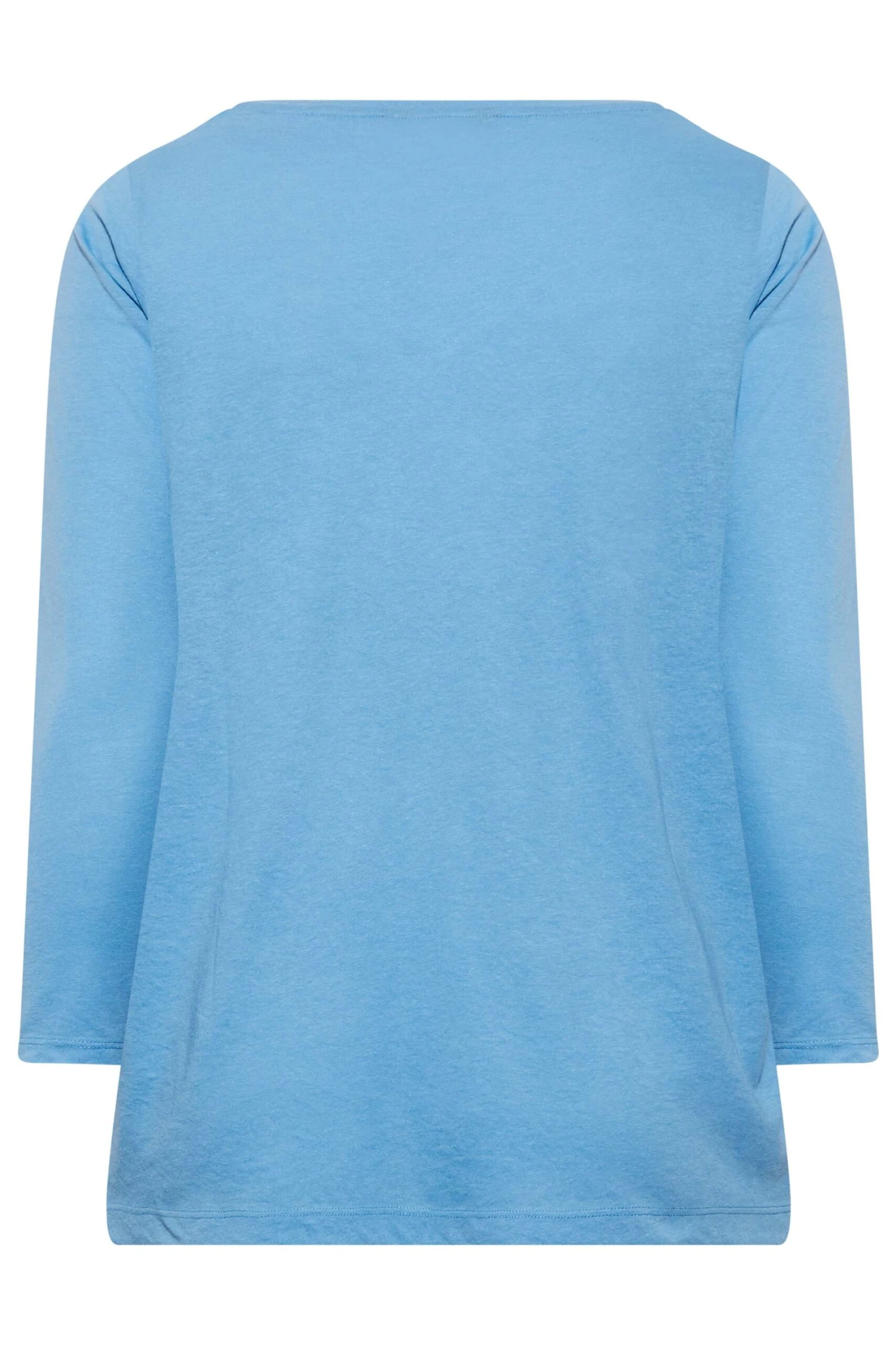 YOURS Curve Blue Long Sleeve V-Neck T-Shirt 8 YOURS Curve Blue Long Sleeve V-Neck T-Shirt - Image 6