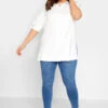 YOURS Curve White Eyelet Detail Oversized T-Shirt