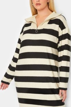 YOURS LUXURY Curve Cream & Black Stripe Soft Touch Jumper Dress -Plus Size Apparel Shop af5c1ef5 8418 41 301483 E