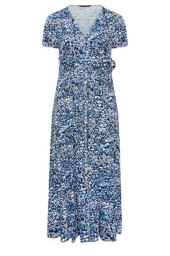 YOURS Curve Black & Blue Ditsy Floral Wrap Dress -Plus Size Apparel Shop af8fbcee 0ba1 45 301996 X