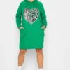 YOURS Curve Green Heart Sequin Embellished Hoodie Dress 1 YOURS Curve Green Heart Sequin Embellished Hoodie Dress -Plus Size Apparel Shop afcd26de 75dd 46 301614 B