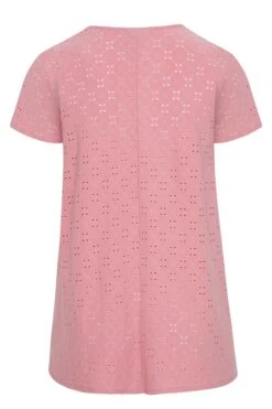 YOURS Curve Pink Broderie Anglaise Swing T-Shirt -Plus Size Apparel Shop afdc1204 5134 42 320301 Y