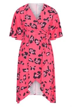 YOURS LONDON Curve Bright Pink Leopard Print Midi Wrap Dress 12 YOURS LONDON Curve Bright Pink Leopard Print Midi Wrap Dress -Plus Size Apparel Shop aff73140 e51a 41 161388 F