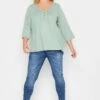 PixieGirl YOURS PETITE Curve Sage Green Cotton Henley Top -Plus Size Apparel Shop b17b6125 7658 4b 174479 B