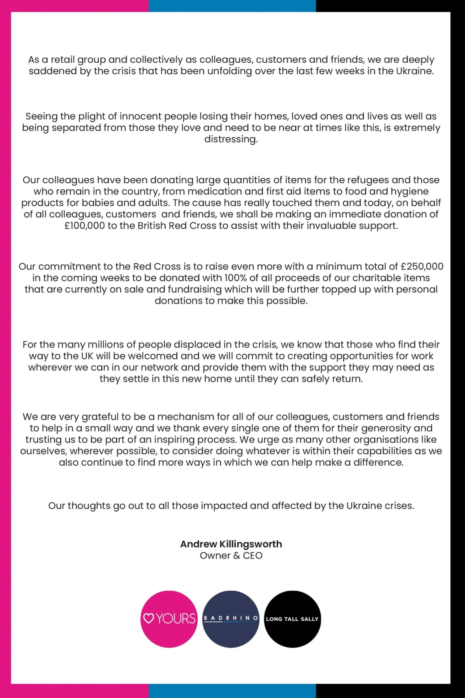 YOURS Ukraine Crisis 100% Donation 'We Stand With You' T-Shirt 3 YOURS Ukraine Crisis 100% Donation 'We Stand With You' T-Shirt