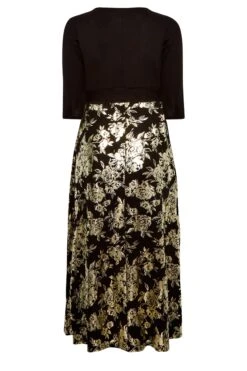 YOURS LUXURY Curve Black Foil Floral Print Wrap Dress -Plus Size Apparel Shop b2087a18 5b56 47 301807 Y
