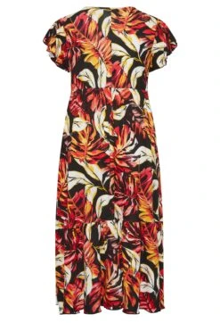 YOURS Curve Black & Orange Leaf Print Frill Sleeve Wrap Maxi Dress 13 YOURS Curve Black & Orange Leaf Print Frill Sleeve Wrap Maxi Dress -Plus Size Apparel Shop b2586c92 ad84 40 301900 Y