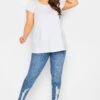 YOURS Curve White Frill Sleeve T-Shirt 2 YOURS Curve White Frill Sleeve T-Shirt -Plus Size Apparel Shop b25ca769 6a76 4c 320651 B