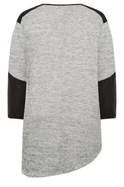 YOURS Curve Grey & Black Soft Touch Faux Leather Top -Plus Size Apparel Shop b3ec88a4 1655 43 301509 Y