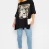 YOURS Curve Black & Gold Glitter Tiger Print Split Hem T-Shirt -Plus Size Apparel Shop b44873a9 dea2 4f 301924 B
