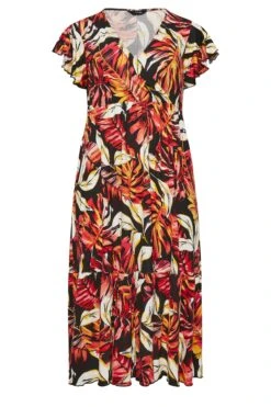 YOURS Curve Black & Orange Leaf Print Frill Sleeve Wrap Maxi Dress 12 YOURS Curve Black & Orange Leaf Print Frill Sleeve Wrap Maxi Dress -Plus Size Apparel Shop b46642d1 40c3 46 301900 X
