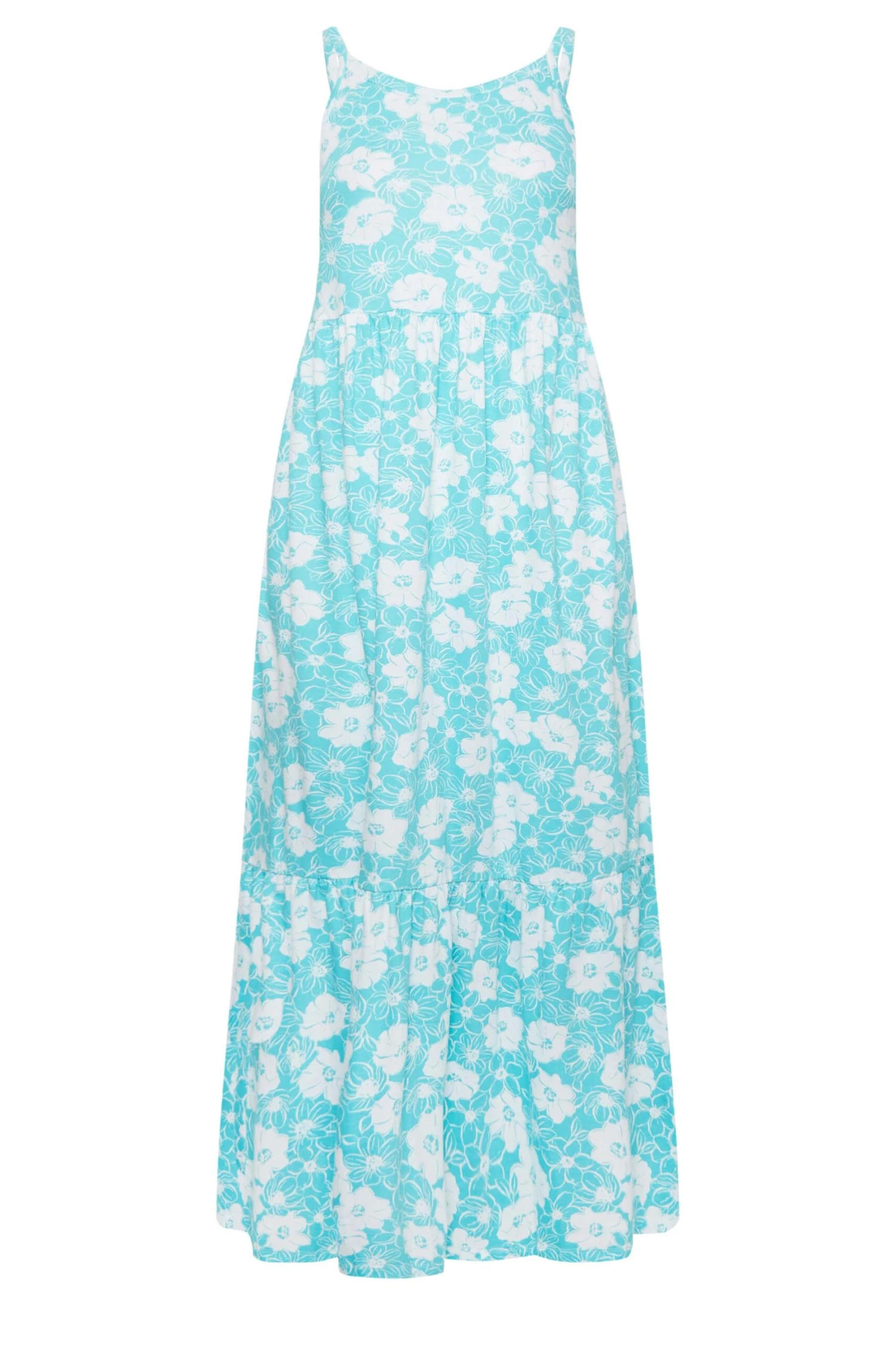 YOURS Curve Blue Floral Tiered Maxi Sundress 7 YOURS Curve Blue Floral Tiered Maxi Sundress - Image 5
