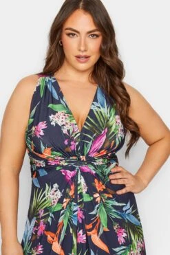 YOURS LONDON Curve Navy Blue Tropical Print Knot Front Maxi Dress 10 YOURS LONDON Curve Navy Blue Tropical Print Knot Front Maxi Dress -Plus Size Apparel Shop b6036811 1f8c 41 162142 D