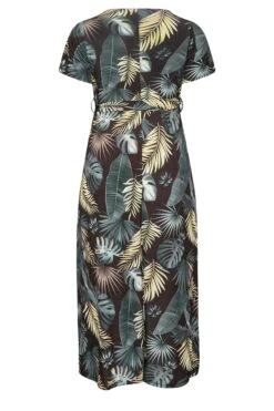 YOURS Curve Black Tropical Leaf Print Wrap Dress -Plus Size Apparel Shop b62a9352 5c7e 4b 301986 Y