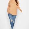 YOURS Curve Orange Marl Essential V-Neck T-Shirt -Plus Size Apparel Shop b75b6093 4c00 44 320517 B