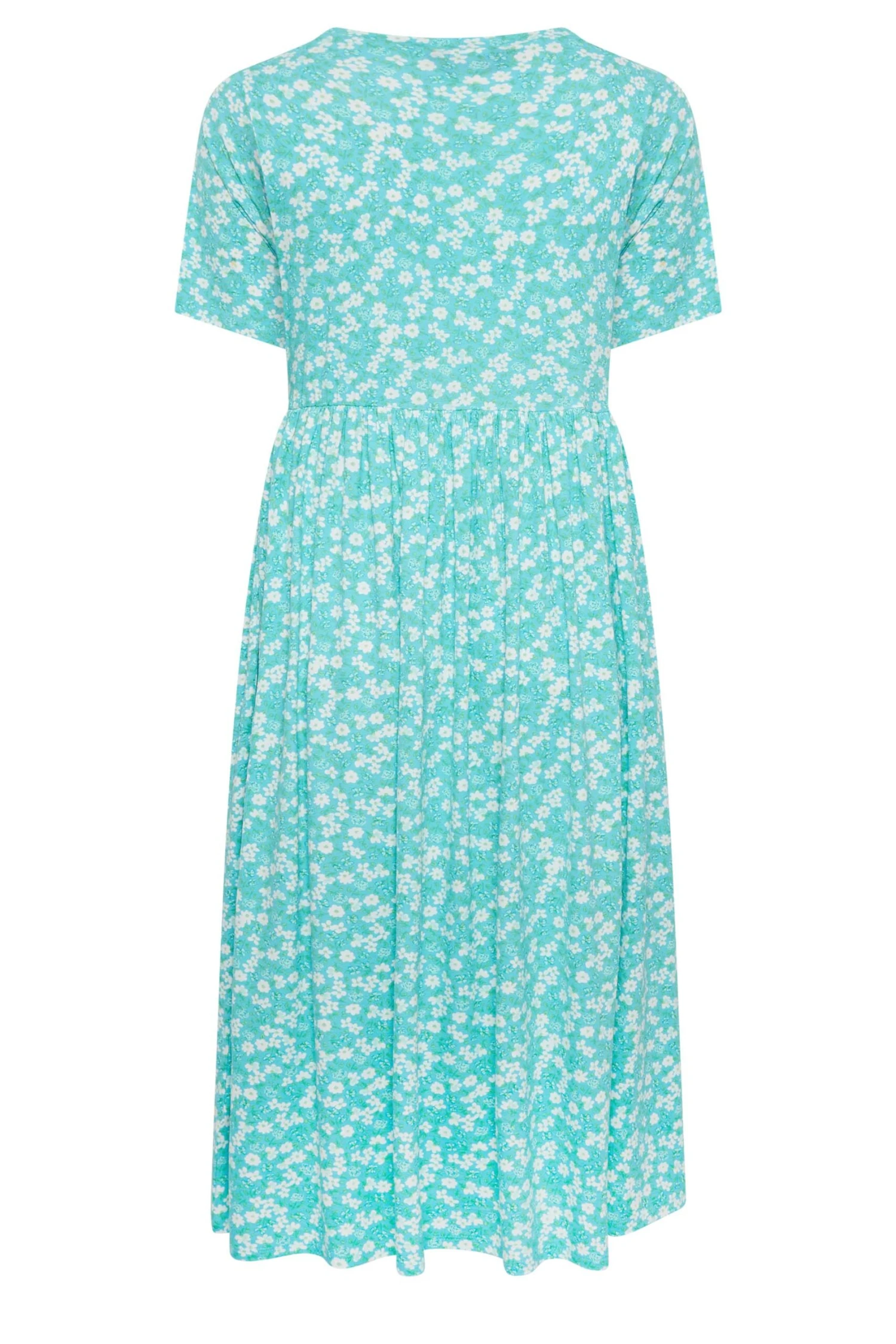 YOURS Curve Light Blue Floral Disty Print Smock Dress 8 YOURS Curve Light Blue Floral Disty Print Smock Dress - Image 6