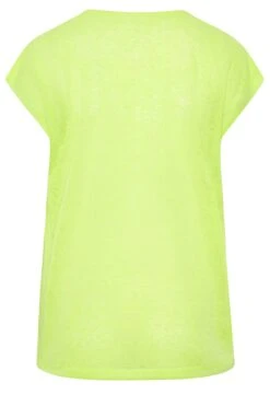 YOURS Curve Lime Green Linen Look T-Shirt -Plus Size Apparel Shop babe29b8 1771 42 320717 YR