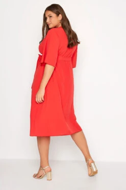YOURS LONDON Curve Bright Red Midi Wrap Dress -Plus Size Apparel Shop bbf5f12b b55a 43 161738 C