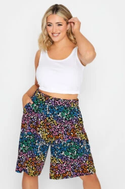 YOURS Curve Black Rainbow Leopard Print Shorts -Plus Size Apparel Shop bbf621d3 8c8d 4a 144842 A