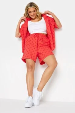 LIMITED COLLECTION Curve Coral Orange Broderie Anglaise Shorts 10 LIMITED COLLECTION Curve Coral Orange Broderie Anglaise Shorts -Plus Size Apparel Shop bd485933 357c 45 215527 B