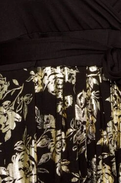 YOURS LUXURY Curve Black Foil Floral Print Wrap Dress -Plus Size Apparel Shop bdcb7d45 2367 48 301807 Z