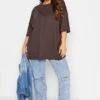 YOURS Curve Chocolate Brown Oversized Boxy T-Shirt 1 YOURS Curve Chocolate Brown Oversized Boxy T-Shirt -Plus Size Apparel Shop bdd30fee 1e4a 47 320545 B