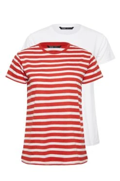YOURS PETITE Curve 2 PACK Red & White Stripe T-Shirts -Plus Size Apparel Shop be4fa53b 4319 4c 174693 XS