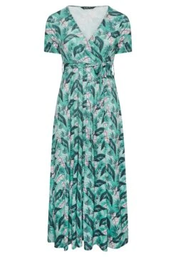 YOURS Curve Light Blue Leaf Print Maxi Wrap Dress -Plus Size Apparel Shop be5f9650 dd2e 4d 302161 X