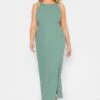 YOURS PETITE Curve Sage Green Split Hem Maxi Dress 1 YOURS PETITE Curve Sage Green Split Hem Maxi Dress -Plus Size Apparel Shop bec860b3 61bc 47 174531 B
